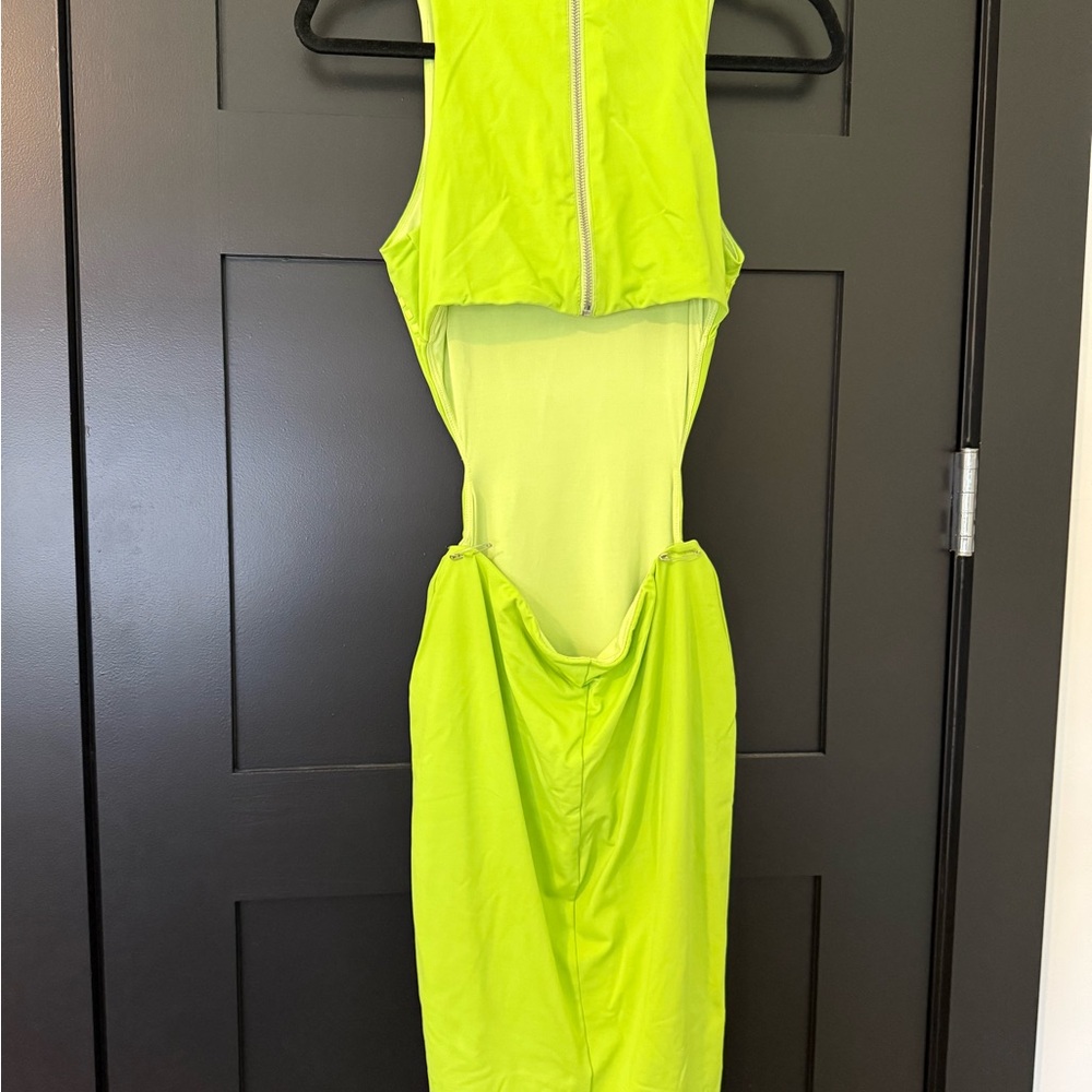 bebe Neon Green Midi Dress - Picture 2 of 3